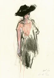 Boceto de moda: sombrero elegante