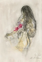 Boceto de una mujer de pelo oscuro
