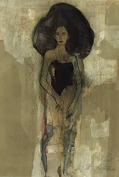 Una elegante mujer de cabello oscuro