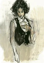 Mujer elegante y pensativa