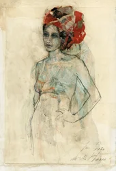Mujer con un elegante turbante