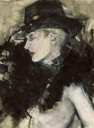 Mujer elegante con sombrero negro