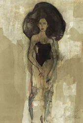 Mujer elegante de cabello oscuro