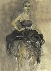 Elegante mujer de negro