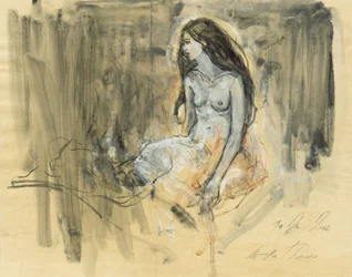 Dibujo de un desnudo pensativo
