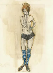 Dibujo de una mujer pensativa