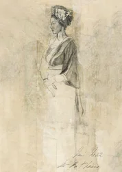 Boceto de perfil de una mujer serena