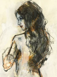 Boceto de una mujer con el pelo suelto