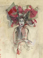 Mujer con tocado rojo
