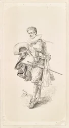 Caballero con traje renacentista y gorguera
