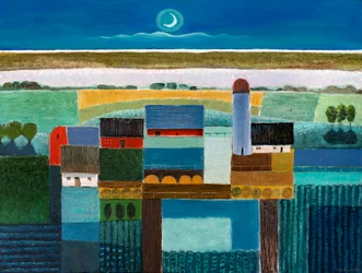 Granja de noche, 2022 (óleo sobre lienzo)