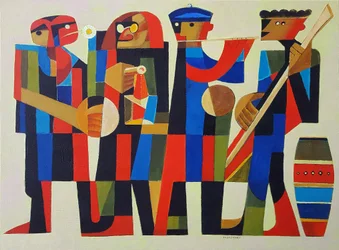 Cuatro músicos, 2017 (acrílico sobre lienzo)