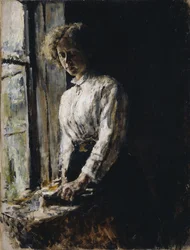 En la ventana. Retrato de Olga Fyodorovna Trubnikova, 1886
