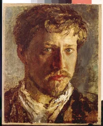 Auto retrato. (Auto retrato). Pintura de Valentin Alexandrovich Serov (1865-1911), óleo sobre lienzo, alrededor de 1880. Arte ruso