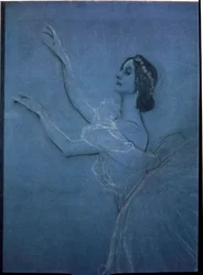 La bailarina Anna Pavlova (1882-1931) en el ballet ""Sylphides"" de Frederic Chopin (1810-1849) (detalle). Obra de Valentin Alexandrovich Serov (1865-1911), témpera y tiza sobre lienzo