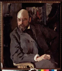 Retrato del artista Ilya (Ilia) Ostroukhov (1858-1939). Pintura de Valentin Alexandrovich Serov (1865-1911), óleo sobre lienzo