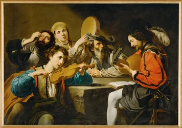 Concierto con cuatro personas y un bebedor (pintura sobre lienzo)