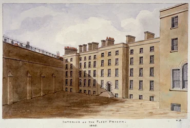 Patio interior de la prisión de Fleet, Ciudad de Londres, 1805