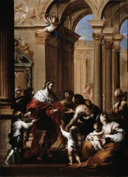 La caridad del Rey de Francia Luis IX (1214-1270) (Rey de Francia Luis IX dando limosna)
