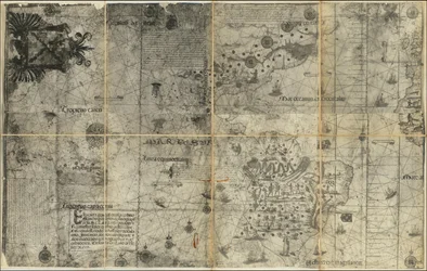 Mapa del hemisferio occidental de 1551 por Sancho Gutiérrez