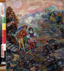 Un cuento de hadas. Pintura de Vasili Dmitrievich Millioti (1875-1943), óleo sobre madera