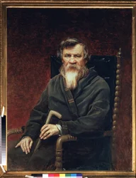 Retrato del historiador y periodista Mikhail (Michel) Pogodin (1800-1875). Pintura de Vasili (Vasili) Grigoryevich Perov (1834-1882), óleo sobre lienzo
