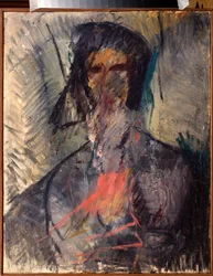 Portrait du poeteVladimir Mayakovski (ou Maiakovski, Mayakovsky, Majakovskij) (1893-1930) (Retrato del poeta Vladimir Mayakovsky) - Peinture de Vasili Nikolayevich Chekrygin (1897-1922), huile sur toile