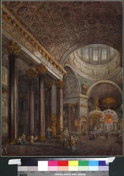 Vista interior de la Catedral de Kazán en San Petersburgo, por Vasily Semyonovich Sadovnikov (1800-1879)