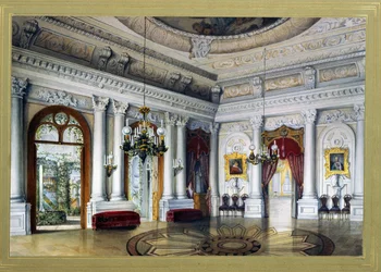 Vista de la Sala Antonio Vighi en el Palacio Yusupov (Youssoupov, Youssoupoff) en San Petersburgo, también llamado Palacio Moika (La sala Antonio Vigi en el Palacio Yusupov en San Petersburgo). Obra de Vasily Semyonovich Sadovnikov (1800-1879). ac