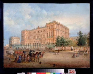 Vista del Palacio de Nicolás en San Petersburgo. Obra de Vasily Semyonovich Sadovnikov (1800-1879), acuarela sobre papel