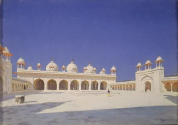 La Mezquita de la Perla Moti Masjid en el Fuerte Rojo de Agra, 1874-1876