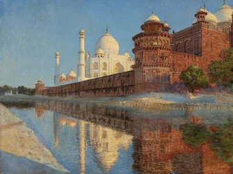 El Taj Mahal. Atardecer