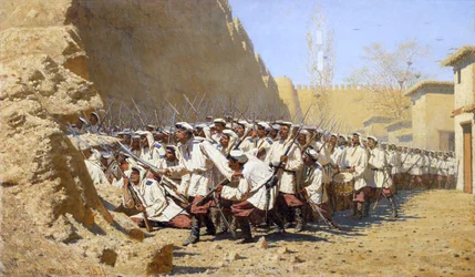 En las murallas de la fortaleza. ¡Déjenlos entrar!, 1871
