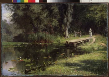Estanque invadido. Pintura de Vasily Dmitrievich Polenov (1844-1927), óleo sobre lienzo