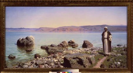 Jesús frente al Mar de Galilea (Lago de Genesareth) - Jesús en el Mar de Galilea - Pintura de Vasili Dmitrievich Polenov (1844-1927), óleo sobre lienzo