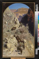 Artillería en las montañas del Cáucaso. (Episodio de la conquista del Cáucaso Norte por el Imperio Ruso, campaña de 1853-1856). Pintura de Vasili Dmitrievich Polenov (1844-1927), óleo sobre lienzo
