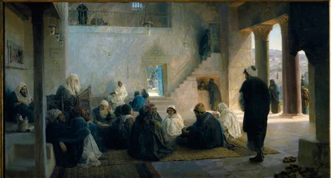 Cristo entre los doctores de la ley. Pintura de Vasili Dmitrievich Polenov (1844-1927), óleo sobre lienzo