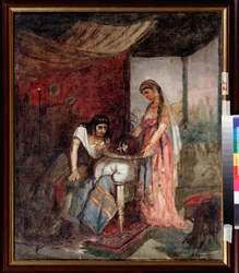 Salomé (La joven trae la cabeza de San Juan Bautista a su madre Herodías en un plato) - Pintura de Vasilli Ivanovich Sourikov (Vasily Surikov o Vassili Surikow) (1848-1916), óleo sobre lienzo
