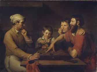 Un cocinero jugando a las damas con un cuidador, 1824