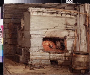 En una Casa de Campo. Pintura de Vasili Maximovich Maximov (1844-1911), óleo sobre lienzo