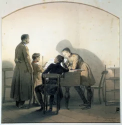 En el piano, 1855