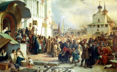 El asedio de la Trinidad Sergius Lavra en Sergiev Posad, 1891