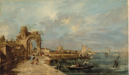 Caprice, con arco en ruinas y puerto marítimo