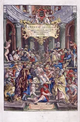 Anatomista y médico flamenco, Andreas Vesalius, dando una lección en la escuela de medicina en Bruselas, 1543