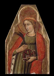 Santa Catalina de Alejandría (Santa Catalina). Pintura de un maestro veneciano. Témpera sobre madera, 26 x 16,5 cm, segunda mitad del siglo XIV. Colección privada.