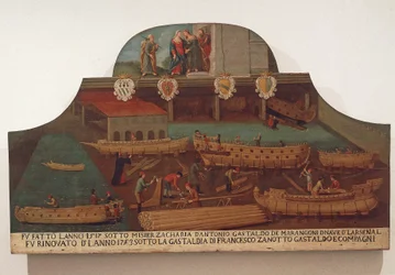 Letrero del Gremio de carpintería naval en el Arsenal de Venecia