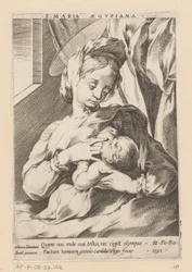 María amamantando al Niño S. Maria Aegypiana (título sobre objeto)