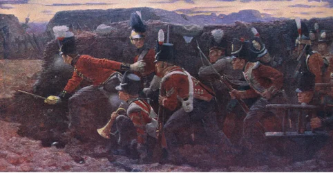La esperanza perdida en Badajoz, ilustración de la Historia de Inglaterra de Cassell, 1900s