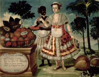 Mujer distinguida con su esclavo negro