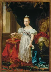 La reina Isabel II a los ocho años (pintura sobre lienzo)